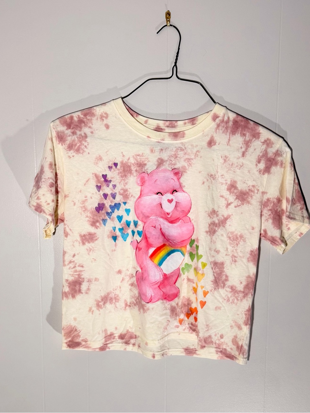 Care Bears Pink Tie-Dye Heart & Rainbow Graphic Tee